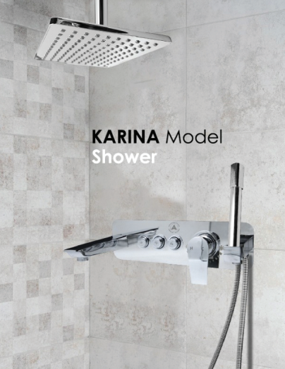 حمام توکار قهرمان مدل کارینا کروم براق -تیپ 4